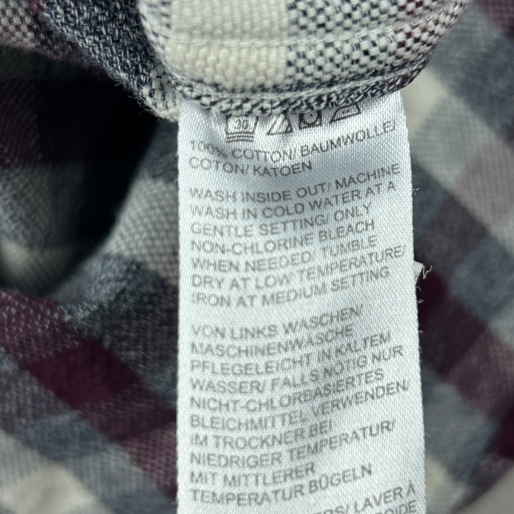 Black Brown 1826 Heavy Flannel Shirt Mens‎ XL Burgundy Gray Plaid Long Sleeve - Picture 14 of 15